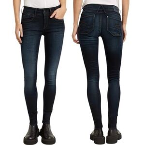 NWT G-STAR RAW Lynn Skinny Jeans 29x30 Dark Blue Mid Rise Stretch Premium Denim